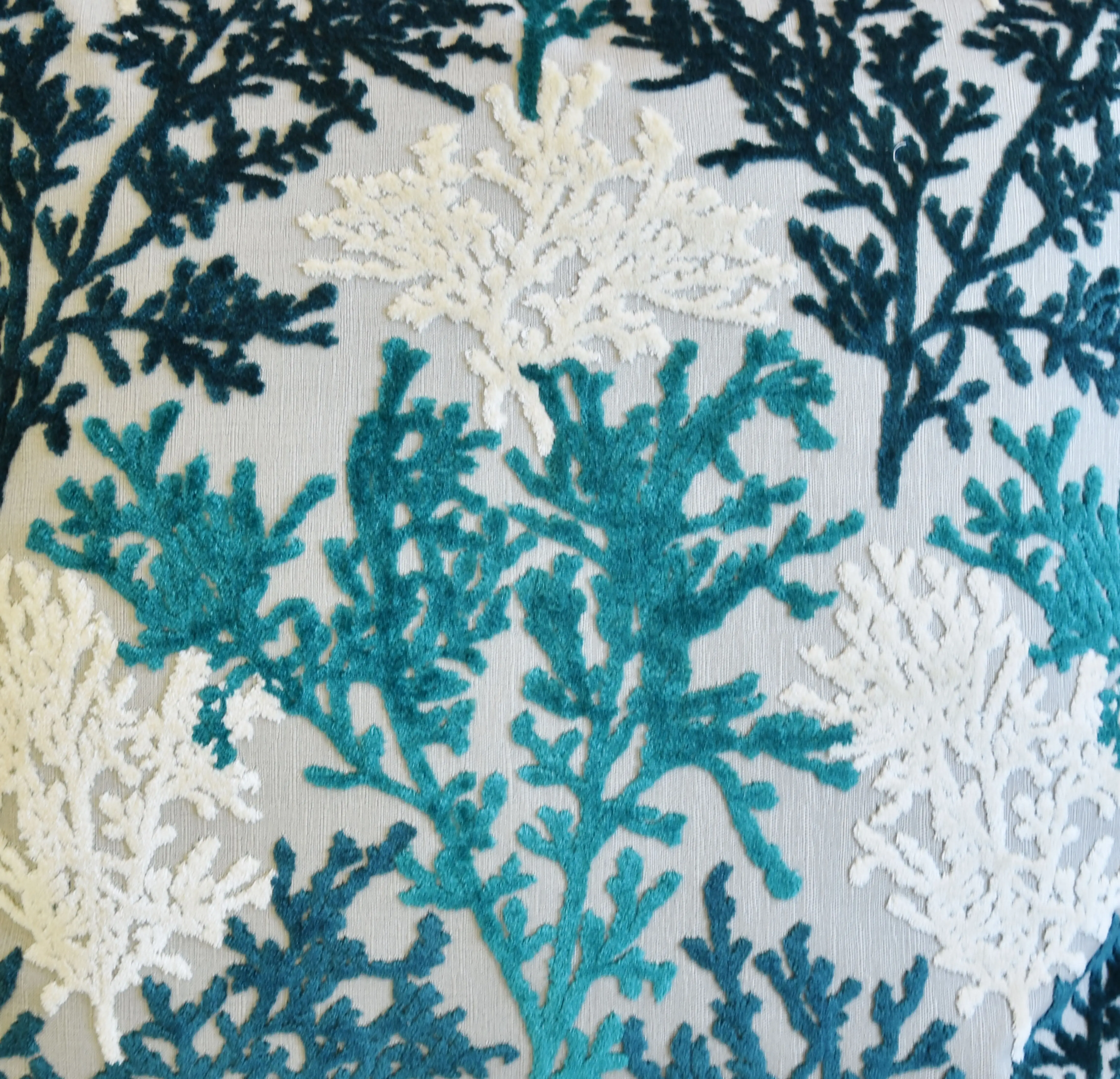 Aqua, White & Blue Coral Velvet Pillow 3 Aqua, White & Blue Coral Velvet Pillow