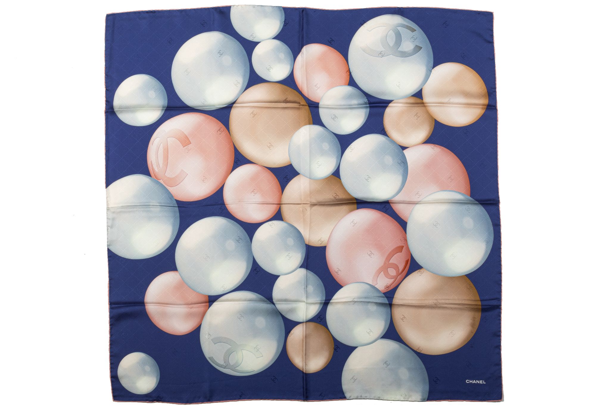Chanel New Blue Pearls Silk Scarf 1 Chanel New Blue Pearls Silk Scarf