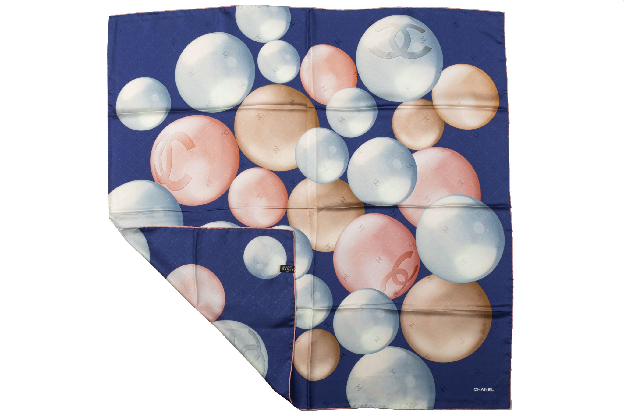 Chanel New Blue Pearls Silk Scarf 2 Chanel New Blue Pearls Silk Scarf