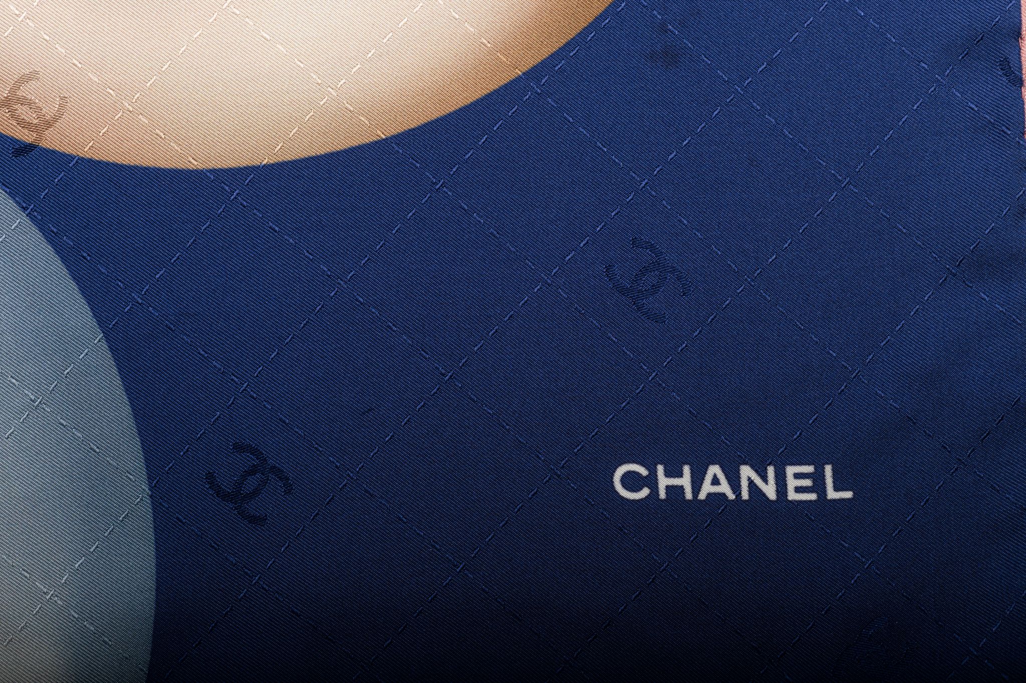 Chanel New Blue Pearls Silk Scarf 5 Chanel New Blue Pearls Silk Scarf