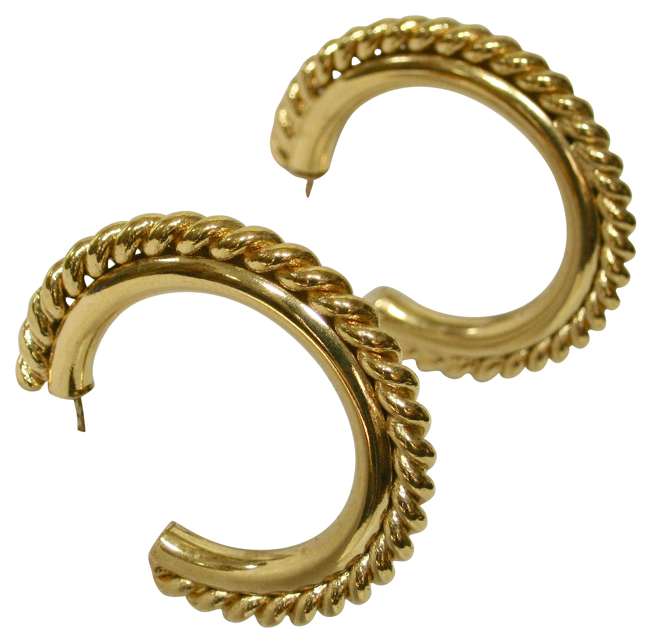 1980s Gold Cable Hoop Earrings 1 1980s Gold Cable Hoop Earrings