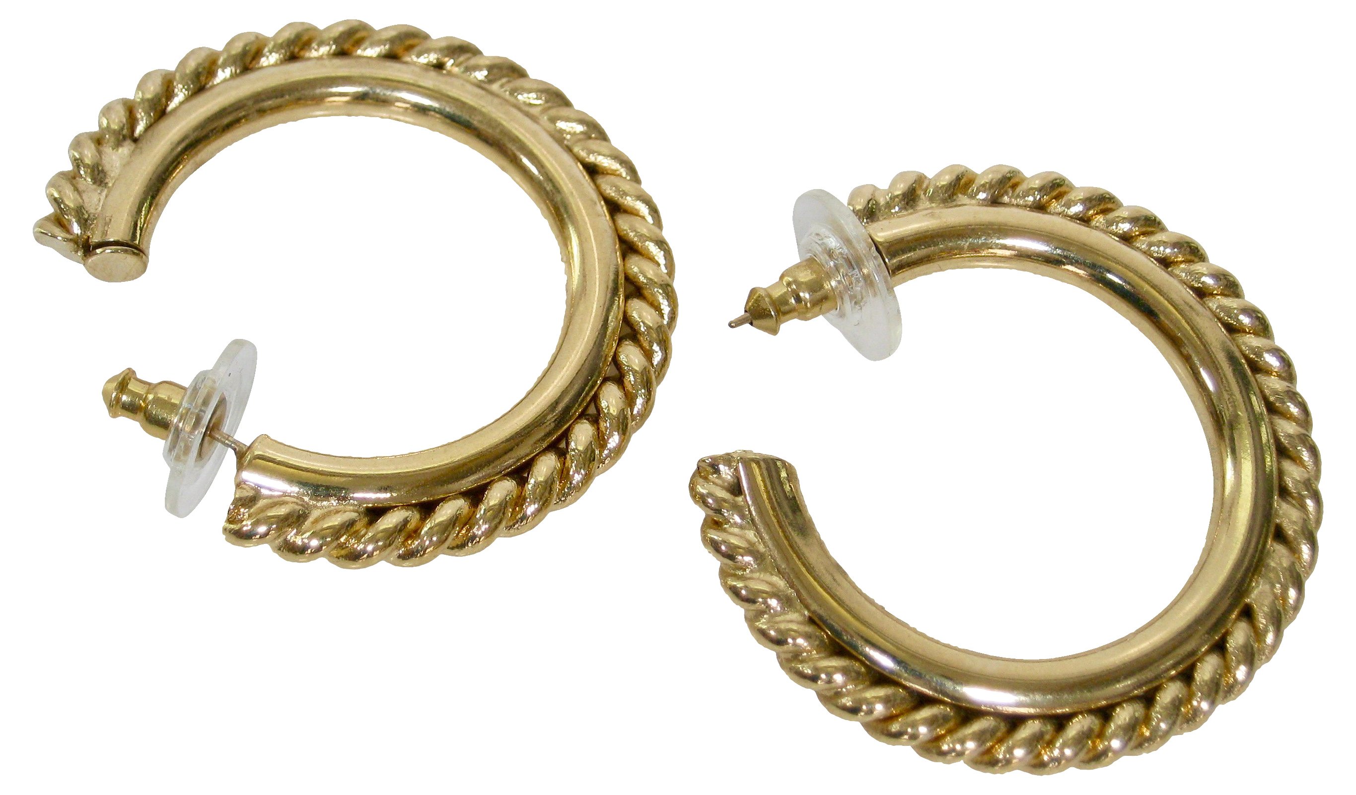 1980s Gold Cable Hoop Earrings 2 1980s Gold Cable Hoop Earrings