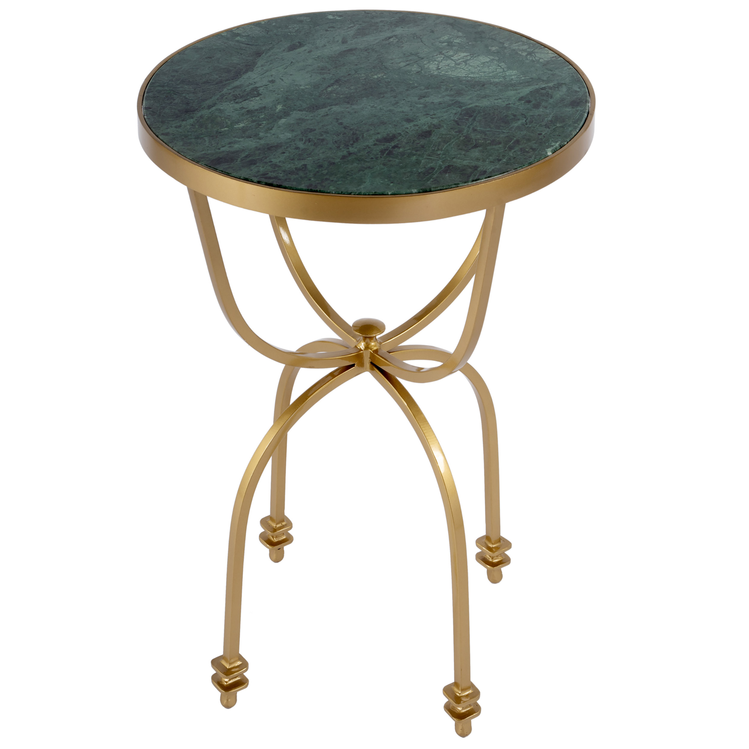Thaddeus Round Marble Top Side Table, Green/Gold 1 Thaddeus Round Marble Top Side Table, Green/Gold