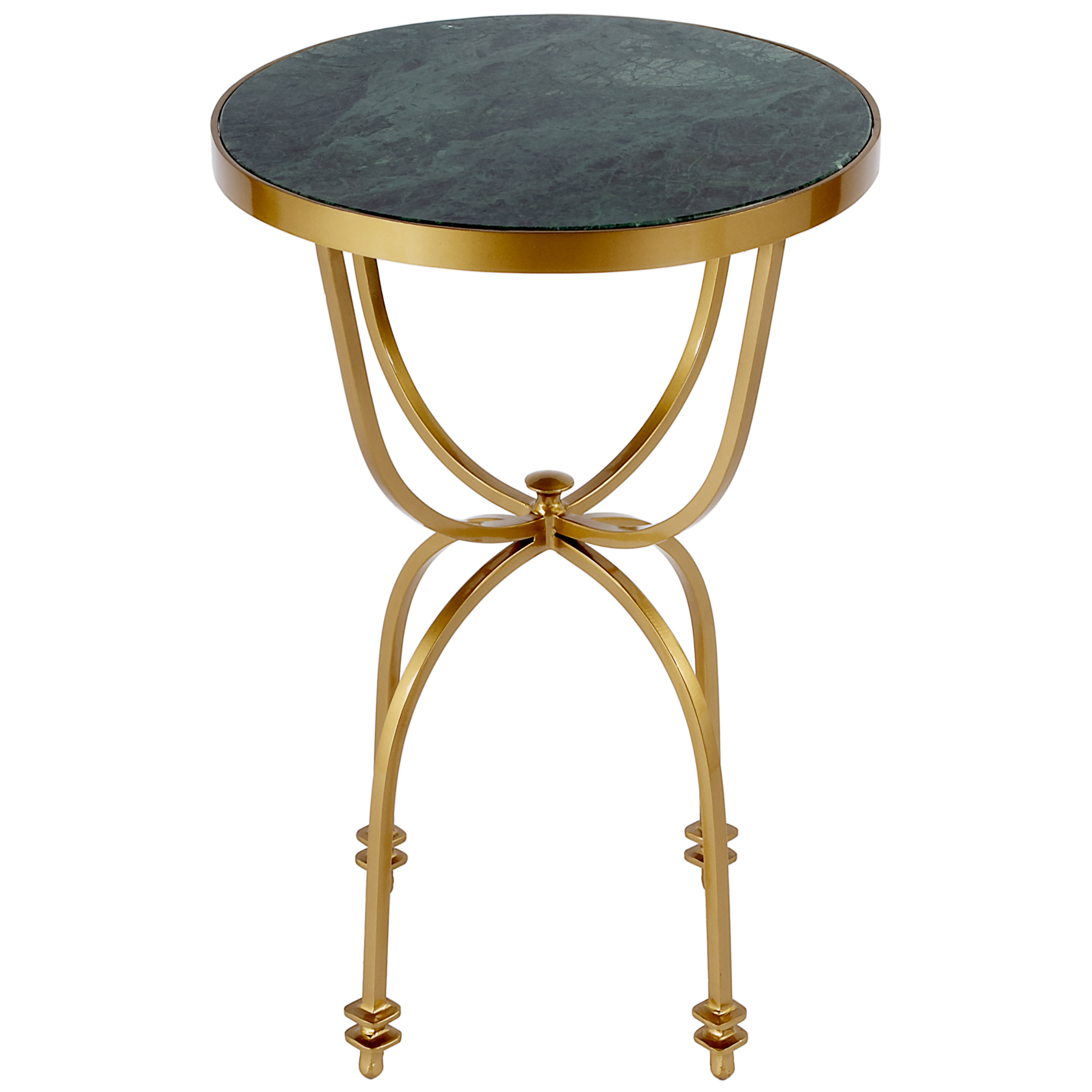 Thaddeus Round Marble Top Side Table, Green/Gold 2 Thaddeus Round Marble Top Side Table, Green/Gold