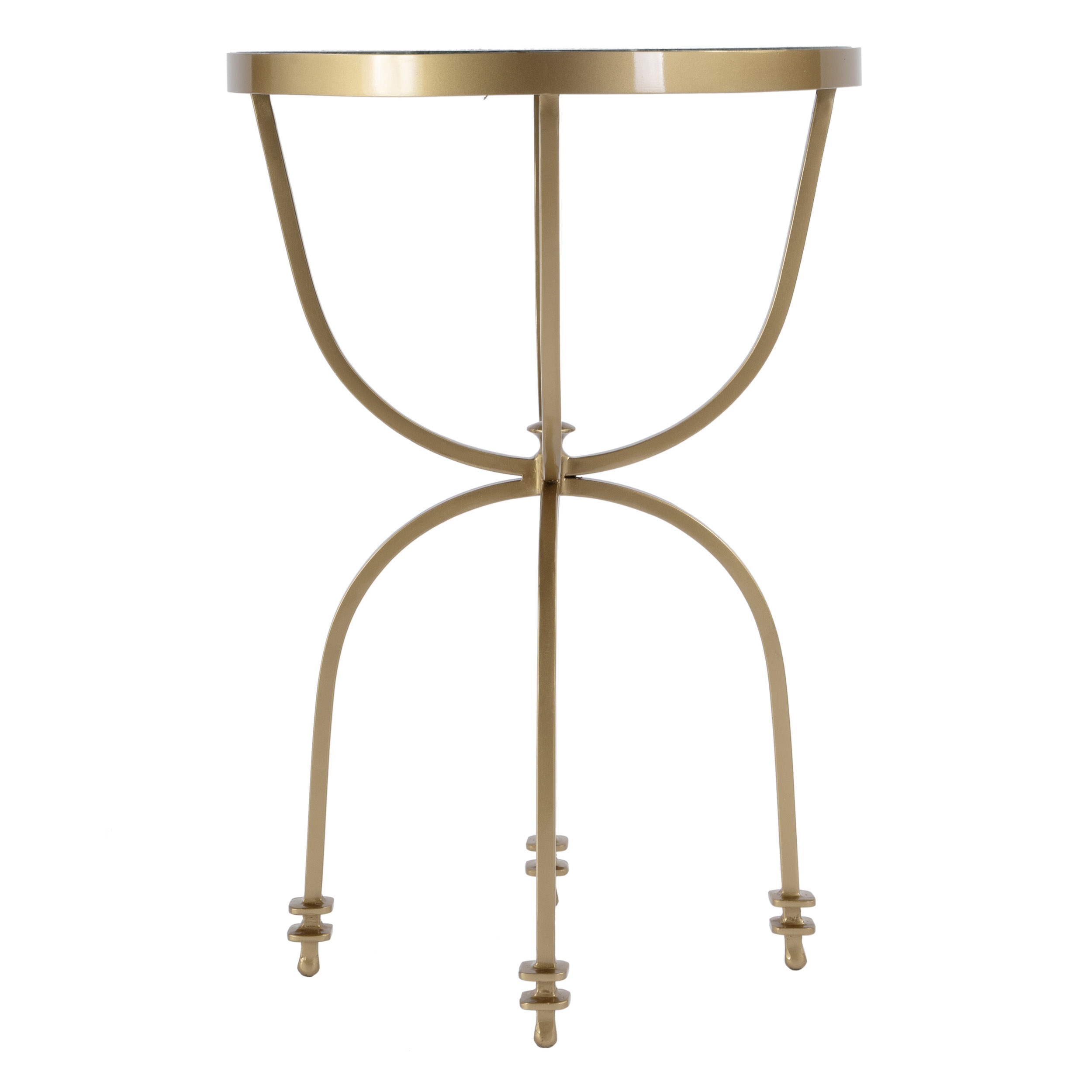 Thaddeus Round Marble Top Side Table, Green/Gold 3 Thaddeus Round Marble Top Side Table, Green/Gold