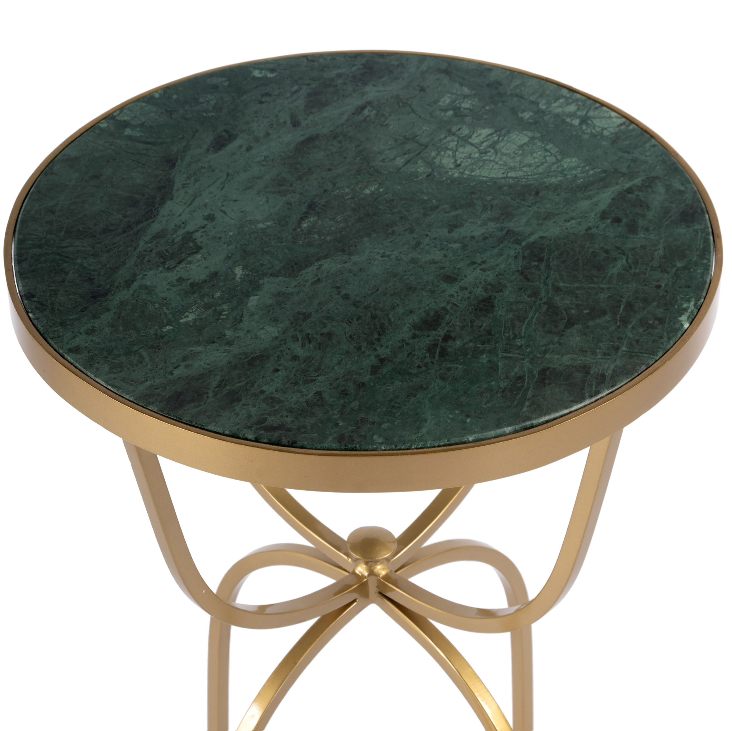 Thaddeus Round Marble Top Side Table, Green/Gold 5 Thaddeus Round Marble Top Side Table, Green/Gold