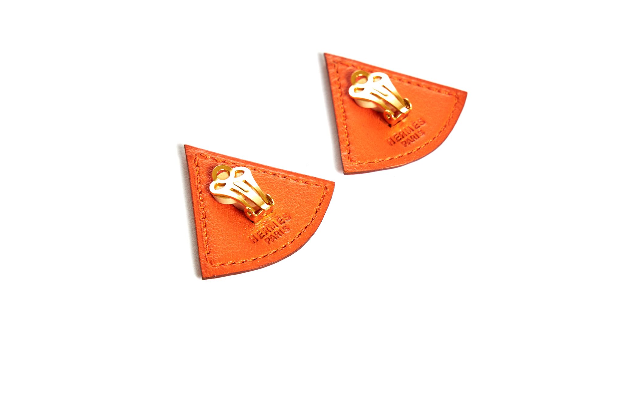 Herm¨¨s Orange Swift Triangular Earrings 3 Herm¨¨s Orange Swift Triangular Earrings