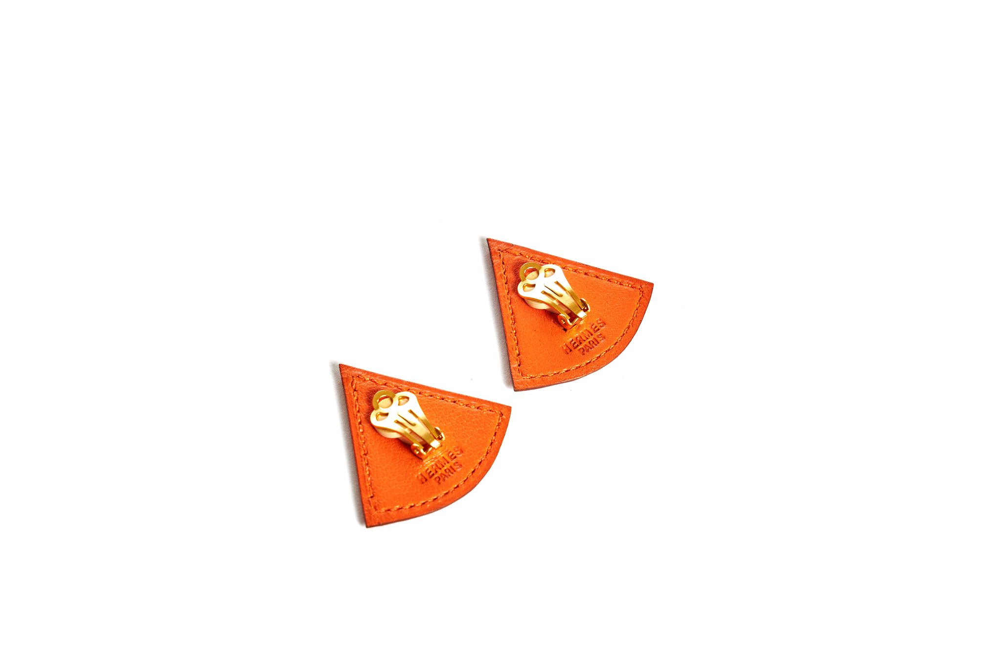 Herm¨¨s Orange Swift Triangular Earrings 4 Herm¨¨s Orange Swift Triangular Earrings