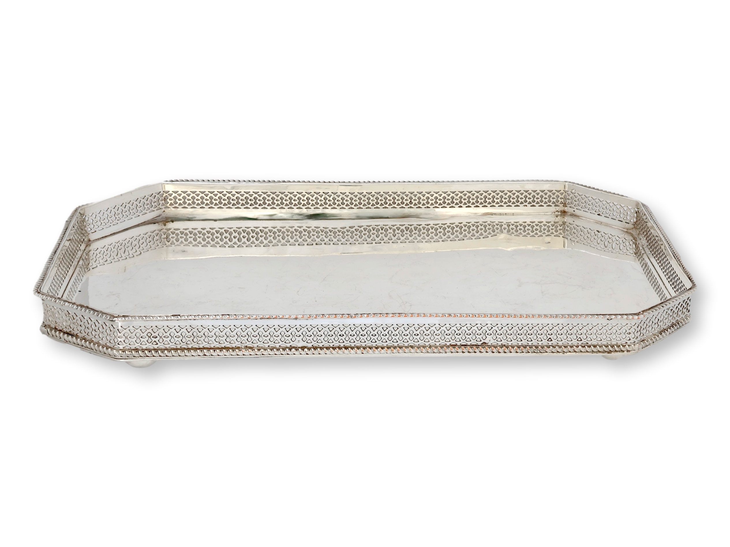 English Mirror FInish Tray &Candlesticks 3 English Mirror FInish Tray &Candlesticks