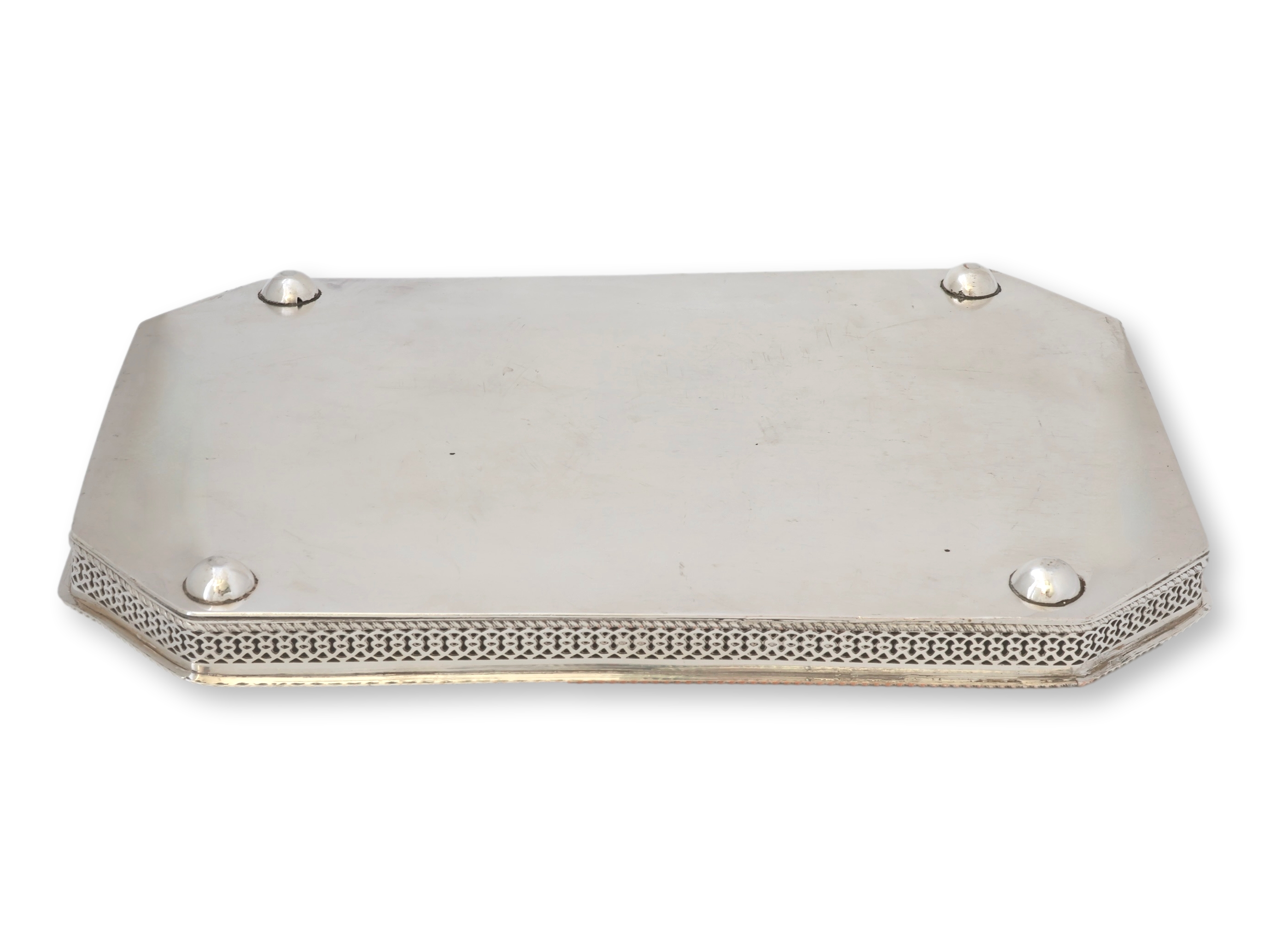 English Mirror FInish Tray &Candlesticks 4 English Mirror FInish Tray &Candlesticks
