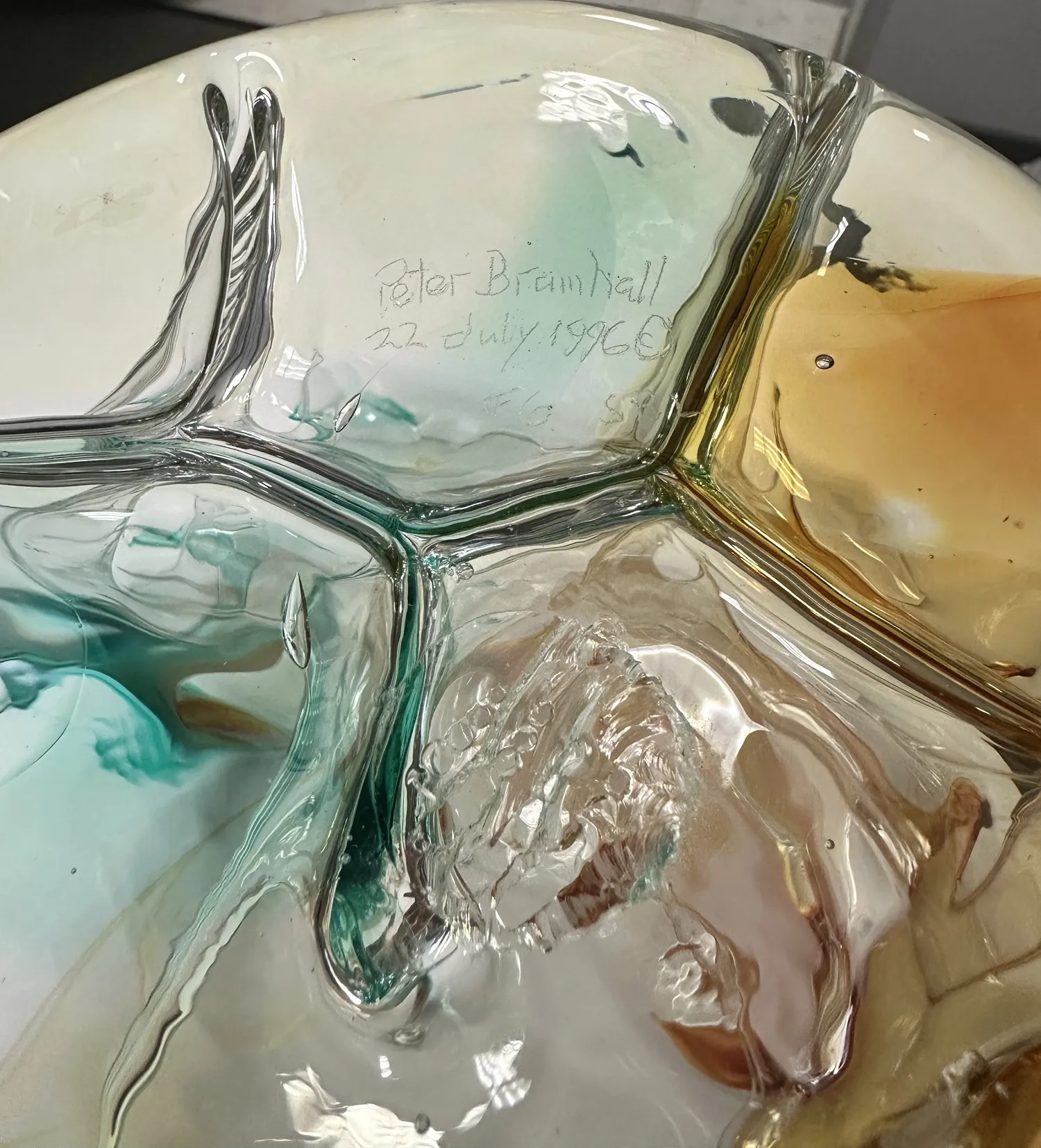 1996 Signed Peter Bramhall Glass Orb 5 1996 Signed Peter Bramhall Glass Orb