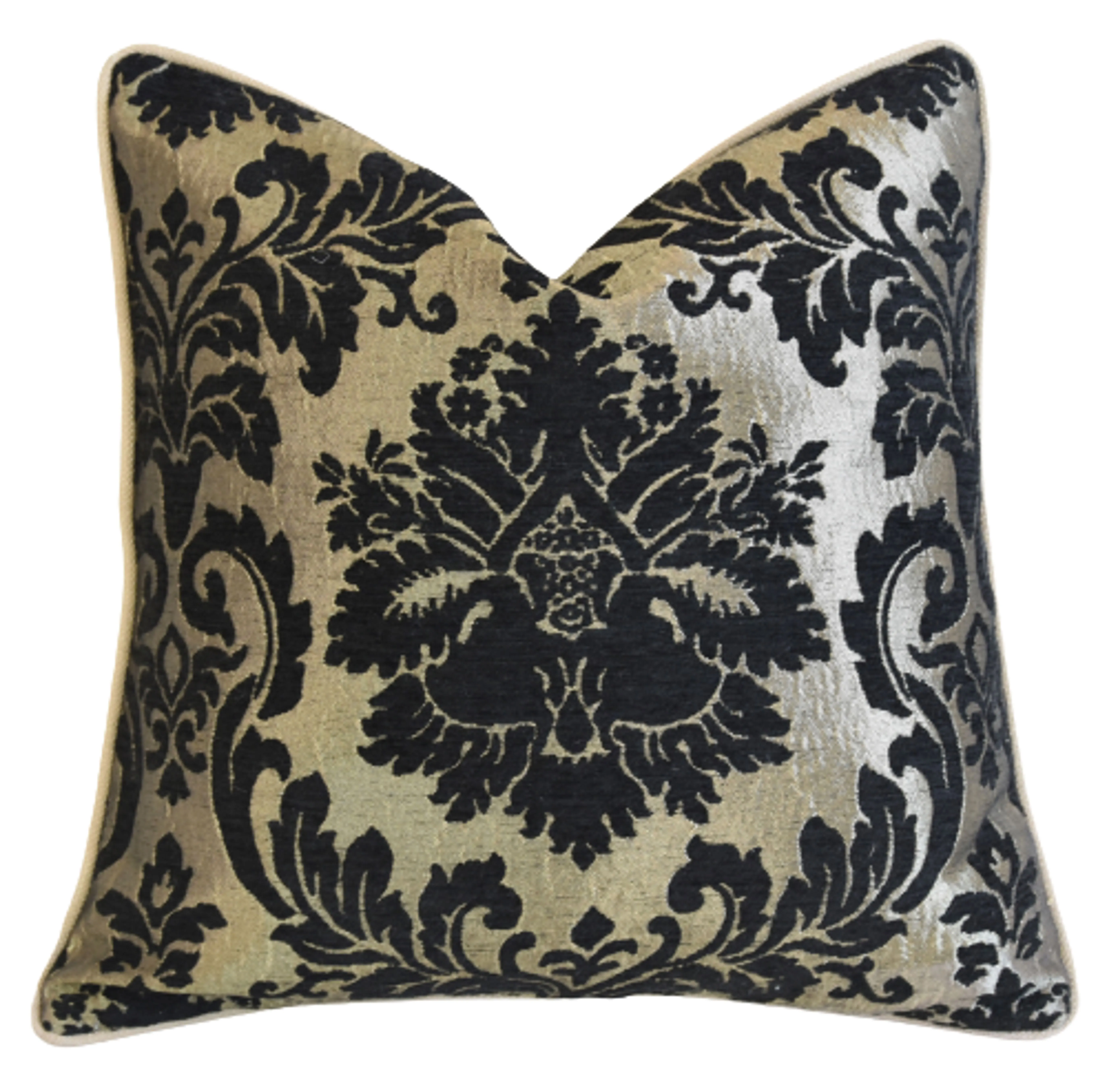 Black & Gold Floral Velvet Pillow 1 Black & Gold Floral Velvet Pillow