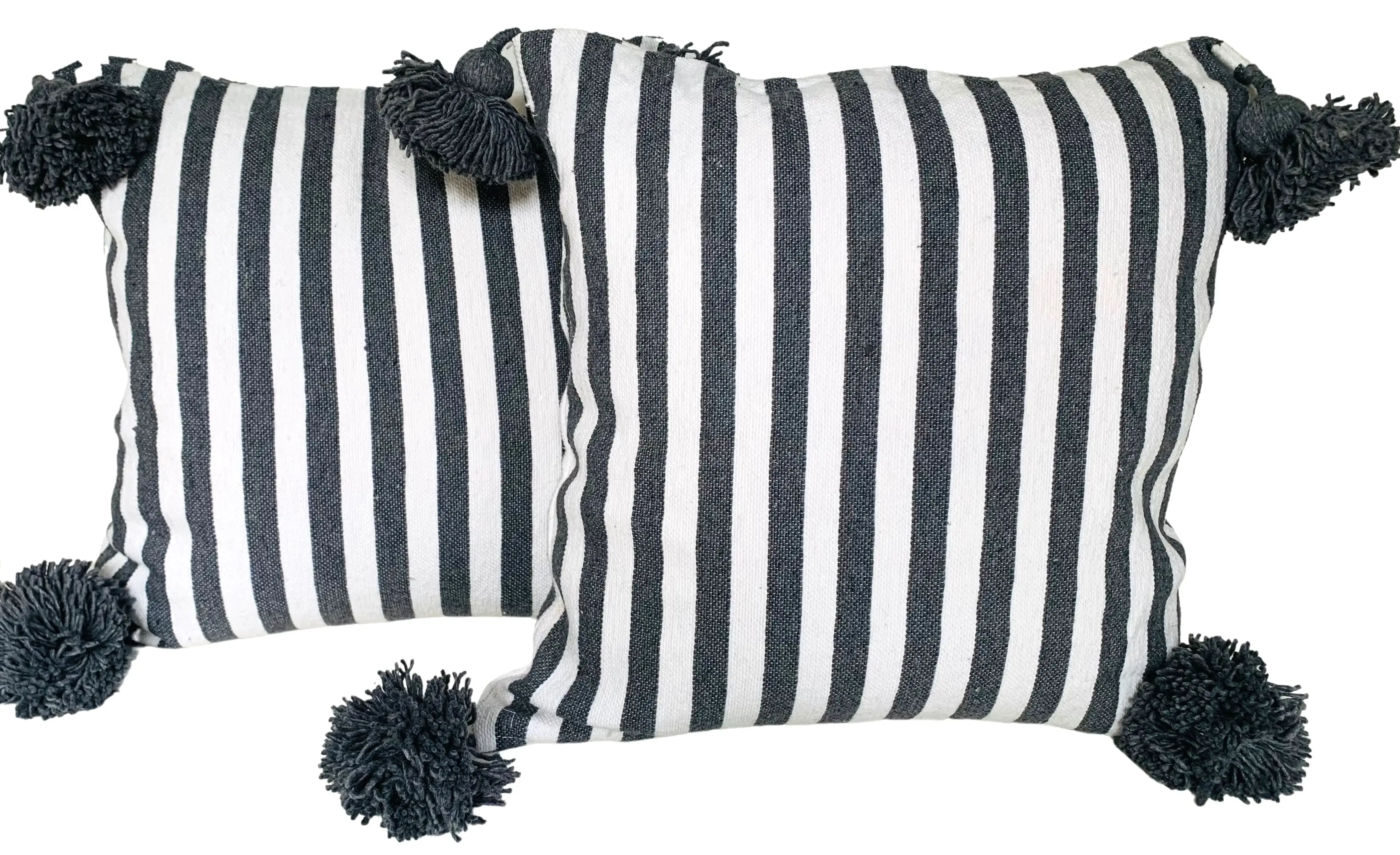 Moroccan Handloomed Pom-Pom Pillows, Pr 1 Moroccan Handloomed Pom-Pom Pillows, Pr