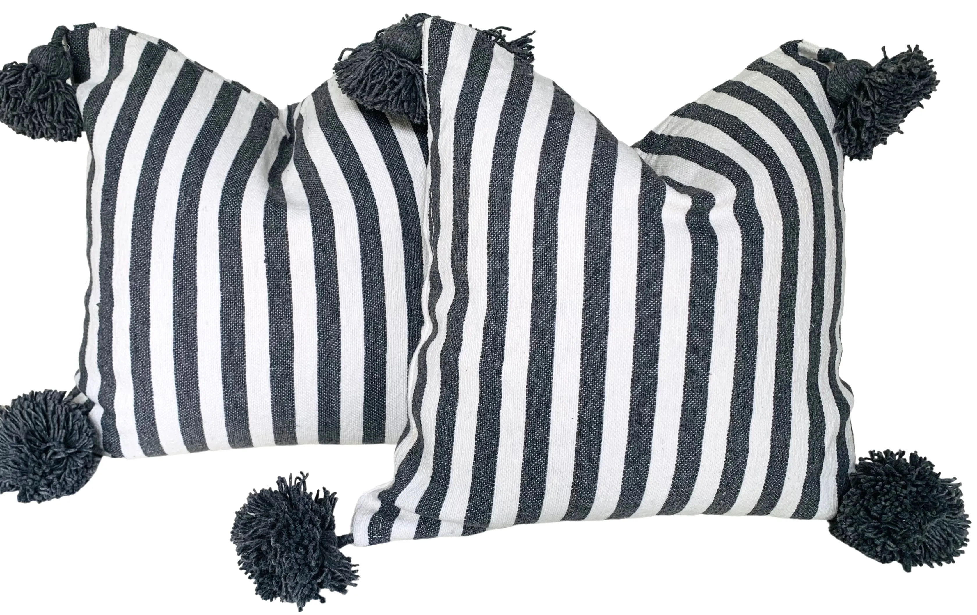 Moroccan Handloomed Pom-Pom Pillows, Pr 2 Moroccan Handloomed Pom-Pom Pillows, Pr