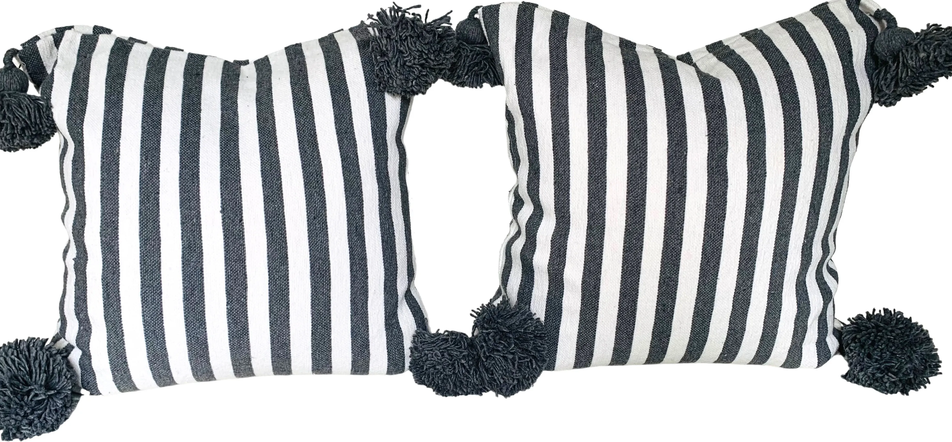 Moroccan Handloomed Pom-Pom Pillows, Pr 3 Moroccan Handloomed Pom-Pom Pillows, Pr
