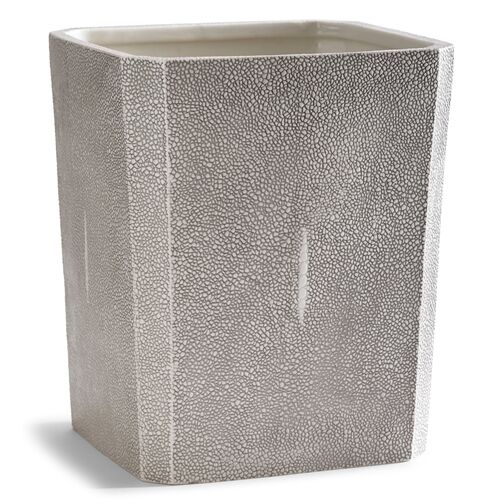 Shagreen Wastebasket, Gray 1 Shagreen Wastebasket, Gray