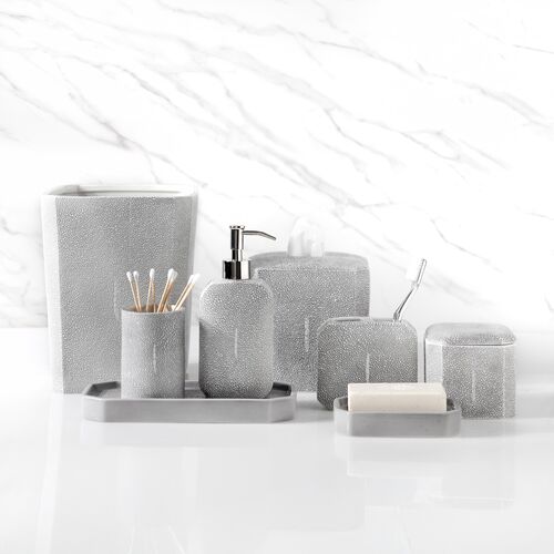 Shagreen Wastebasket, Gray 2 Shagreen Wastebasket, Gray