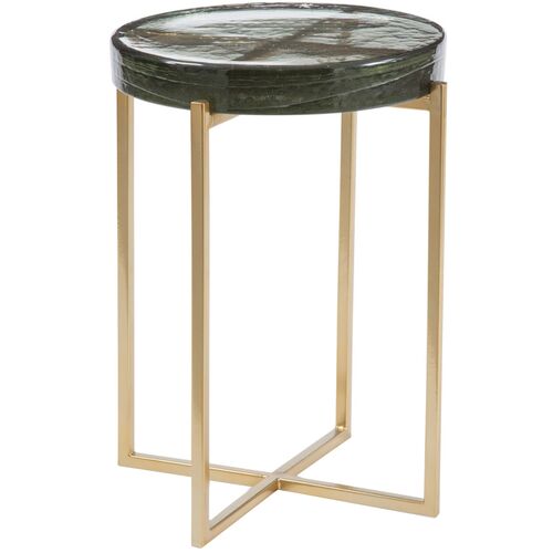 Hillary Round Cast Glass Side Table, Smoke/Gold 1 Hillary Round Cast Glass Side Table, Smoke/Gold