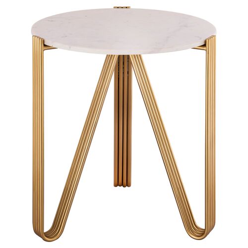 Izzy Marble Side Table, Satin Gold 1 Izzy Marble Side Table, Satin Gold