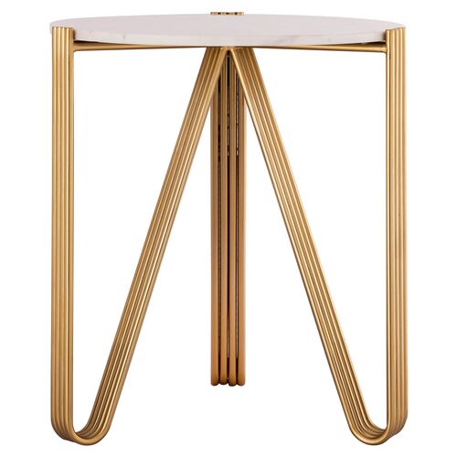 Izzy Marble Side Table, Satin Gold 2 Izzy Marble Side Table, Satin Gold