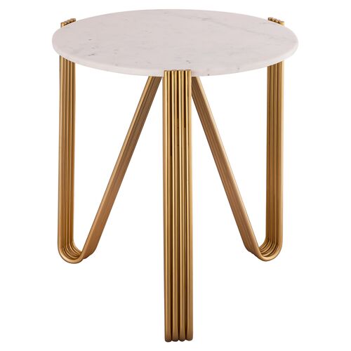 Izzy Marble Side Table, Satin Gold 3 Izzy Marble Side Table, Satin Gold