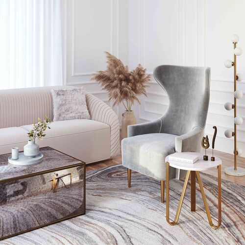 Izzy Marble Side Table, Satin Gold 7 Izzy Marble Side Table, Satin Gold