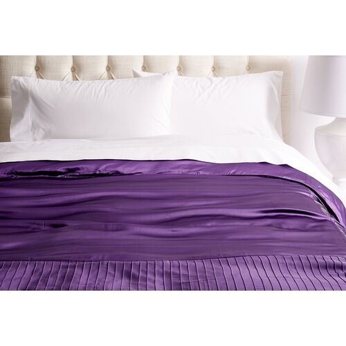 French Pleat Silk Duvet Cover, Iris 1 French Pleat Silk Duvet Cover, Iris