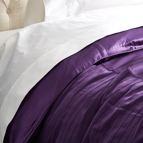 French Pleat Silk Duvet Cover, Iris 3 French Pleat Silk Duvet Cover, Iris
