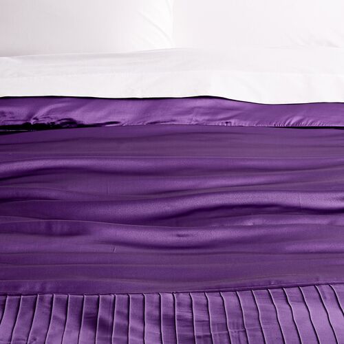 French Pleat Silk Duvet Cover, Iris 4 French Pleat Silk Duvet Cover, Iris