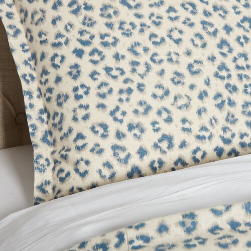 Carrie Leopard Duvet Cover, Blue 4 Carrie Leopard Duvet Cover, Blue