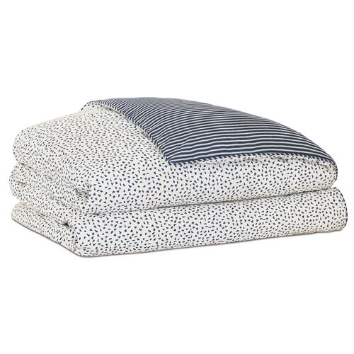 Claire Speckled Duvet Cover, White/Indigo 1 Claire Speckled Duvet Cover, White/Indigo