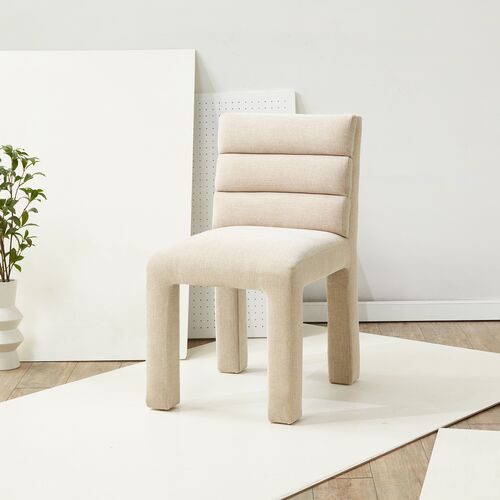 Maelis Tufted Dining Side Chair, Linen 2 Maelis Tufted Dining Side Chair, Linen