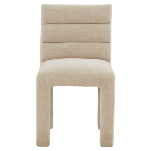 Maelis Tufted Dining Side Chair, Linen 3 Maelis Tufted Dining Side Chair, Linen
