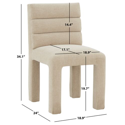 Maelis Tufted Dining Side Chair, Linen 5 Maelis Tufted Dining Side Chair, Linen