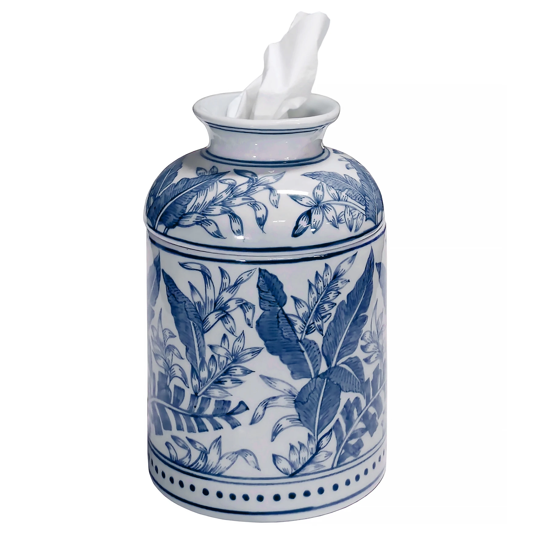 Tropical Leaves Tissue Box, Blue 2 Tropical Leaves Tissue Box, Blue