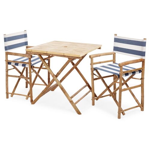 Square 3-Pc Dining Set, Navy/White 1 Square 3-Pc Dining Set, Navy/White