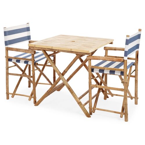 Square 3-Pc Dining Set, Navy/White 2 Square 3-Pc Dining Set, Navy/White