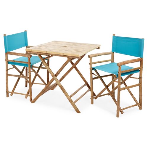 Square 3-Pc Dining Set, Aqua