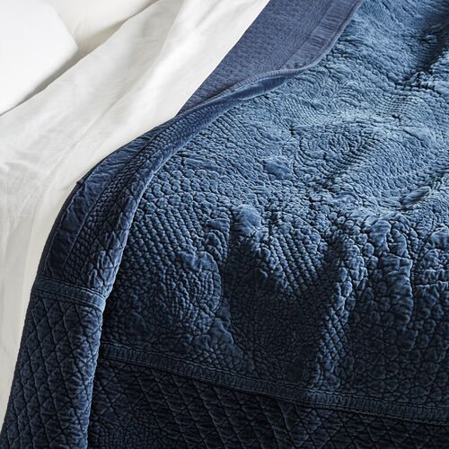 Marseille Coverlet, Navy 4 Marseille Coverlet, Navy