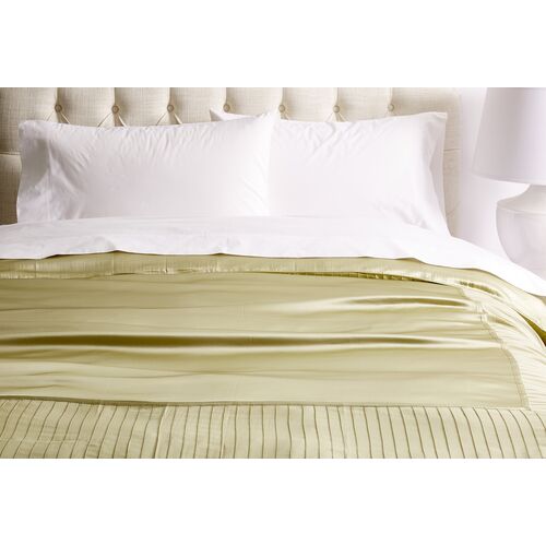 French Pleat Silk Duvet Cover, Sage 1 French Pleat Silk Duvet Cover, Sage