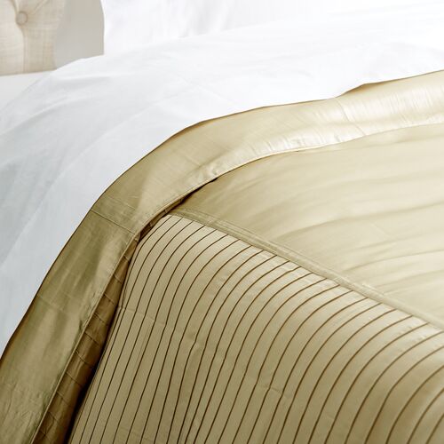 French Pleat Silk Duvet Cover, Sage 3 French Pleat Silk Duvet Cover, Sage