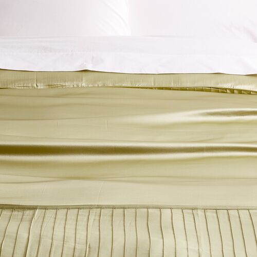 French Pleat Silk Duvet Cover, Sage 4 French Pleat Silk Duvet Cover, Sage