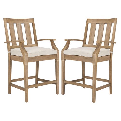 S/2 Paxton Outdoor Counter Stools, Natural/White 1 S/2 Paxton Outdoor Counter Stools, Natural/White