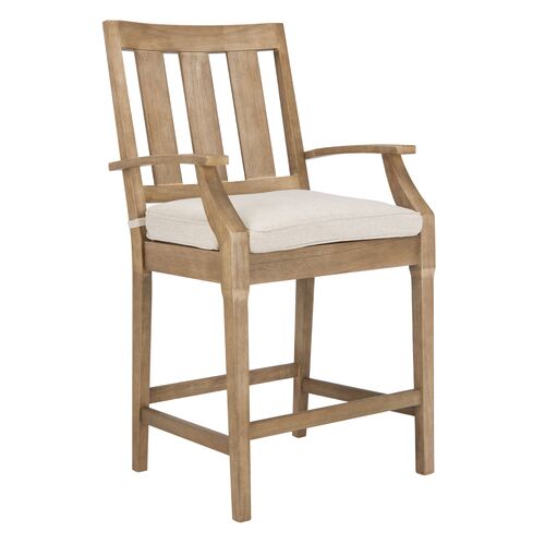 S/2 Paxton Outdoor Counter Stools, Natural/White 6 S/2 Paxton Outdoor Counter Stools, Natural/White
