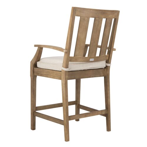 S/2 Paxton Outdoor Counter Stools, Natural/White 8 S/2 Paxton Outdoor Counter Stools, Natural/White
