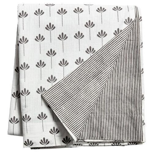 Kew Duvet Cover, Ivory/Charcoal