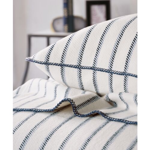 Marco Striped Blanket, White/Blue 2 Marco Striped Blanket, White/Blue