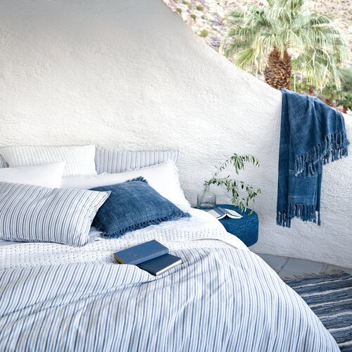 Atlantic Sham, White/Blue 5 Atlantic Sham, White/Blue