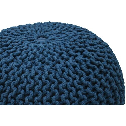 Kelli Knitted Pouf, Navy 2 Kelli Knitted Pouf, Navy