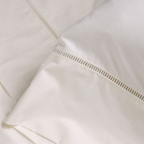 Como Ladder Stitch Cotton Sateen Sheet Set 4 Como Ladder Stitch Cotton Sateen Sheet Set